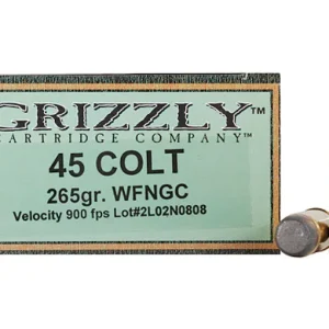 Grizzly Ammunition 45 Colt (Long Colt) 265 Grain Cast Performance Lead Wide Flat Nose Gas Check (950 fps) Box